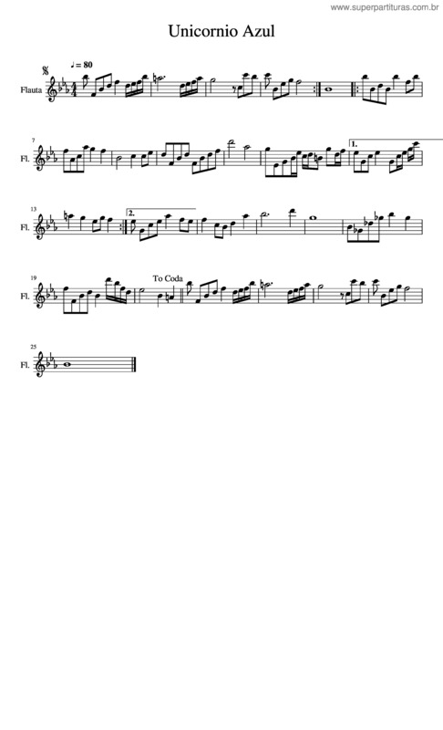 Partitura da música Unicornio Azul Flauta
