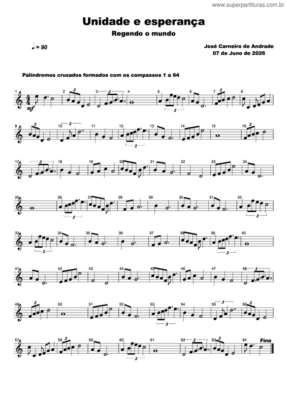 Partitura da música Unidade E Esperança
