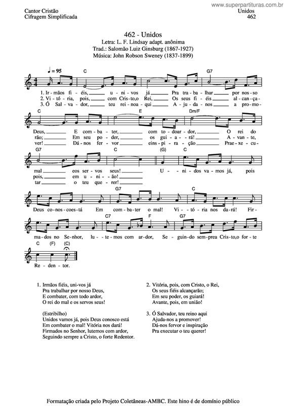 Partitura da música Unidos