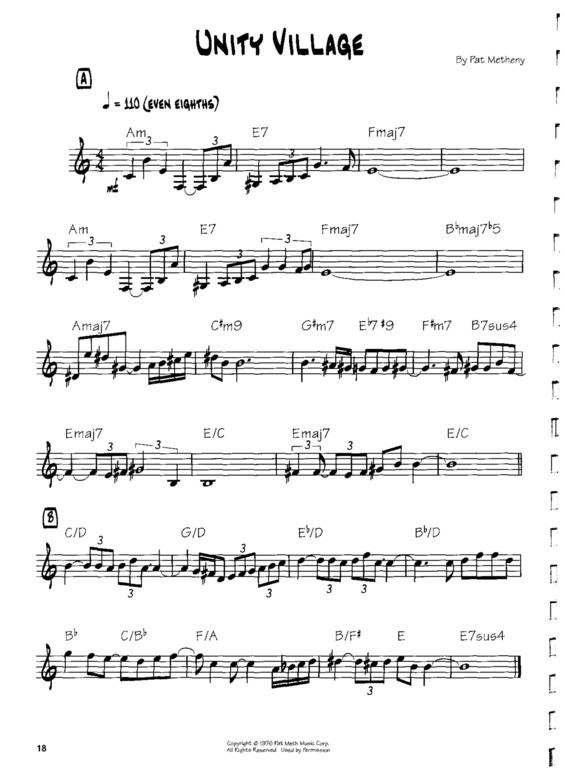 Partitura da música Unity Village