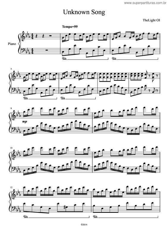 Partitura da música Unknown Song – Thelight Oi