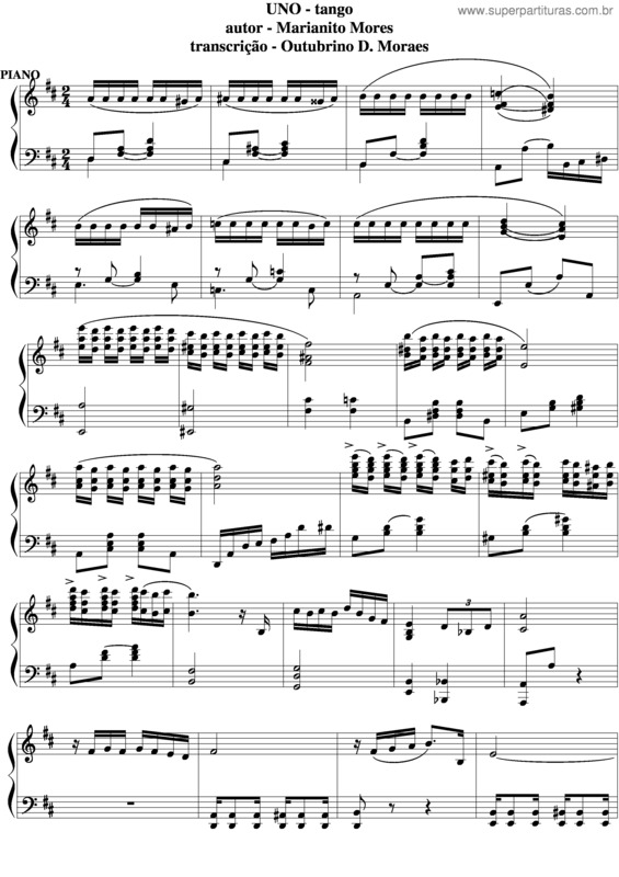 Partitura da música Uno v.2