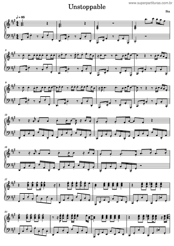 Partitura da música Unstoppable