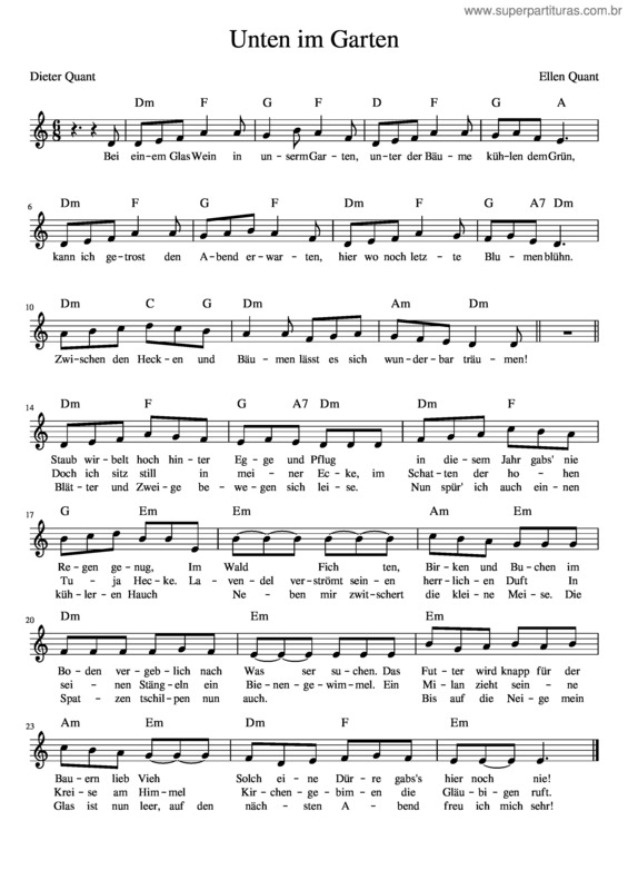Partitura da música Unten Im Garten