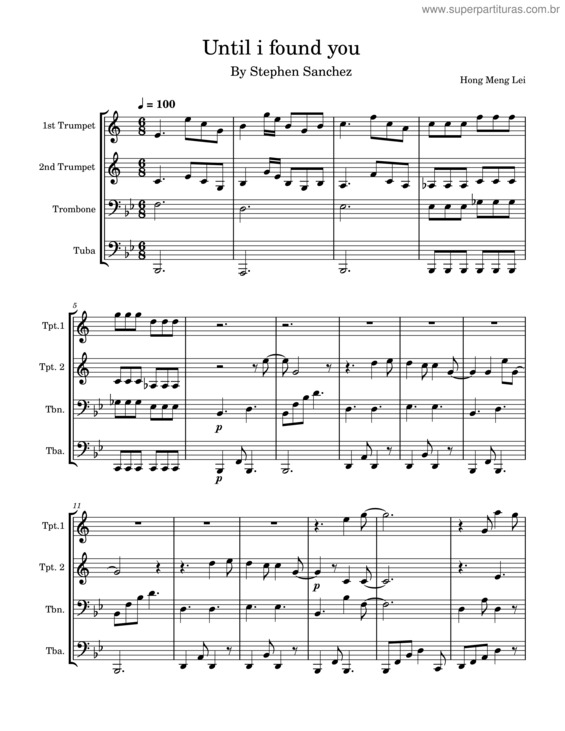 Partitura da música Until I Found You – Stephen Sanchez