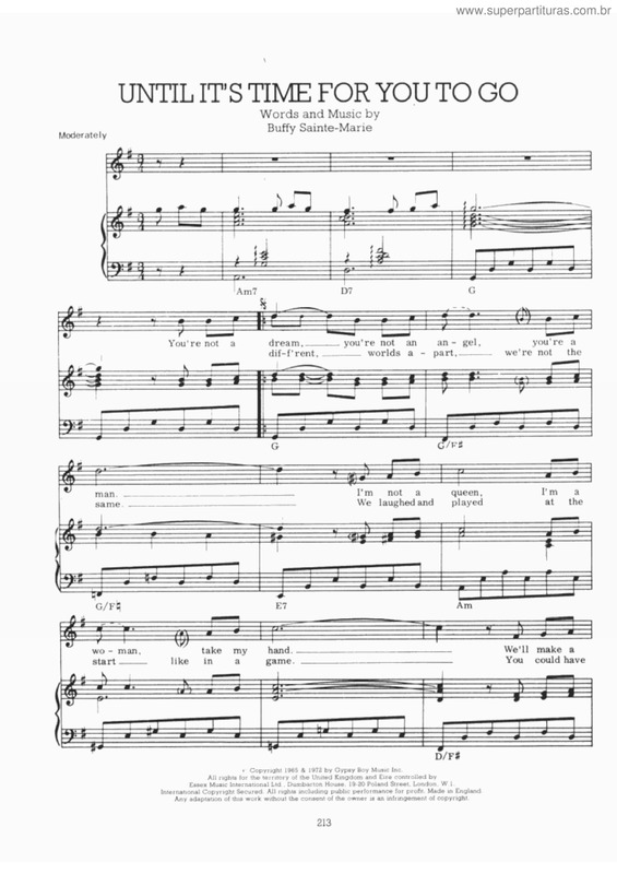 Partitura da música Until it`s time for you to go