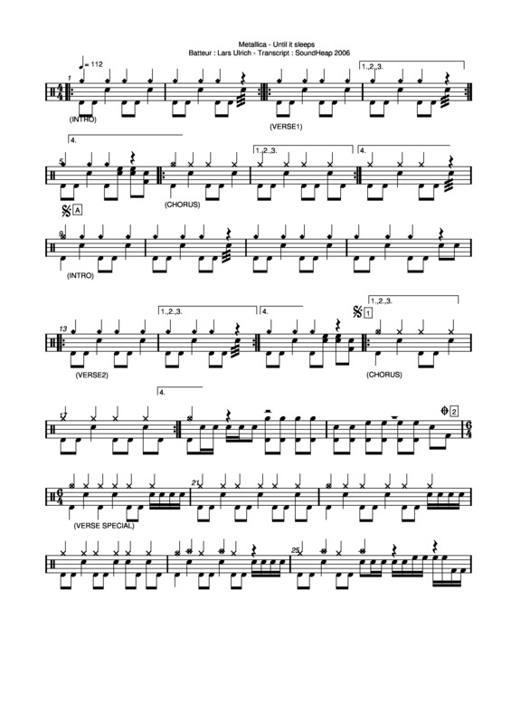 Partitura da música Until It Sleeps v.2