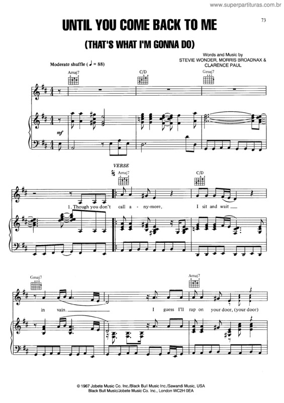 Partitura da música Until You Come Back To Me