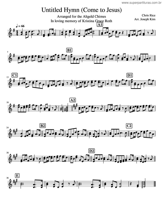 Partitura da música Untitled Hymn