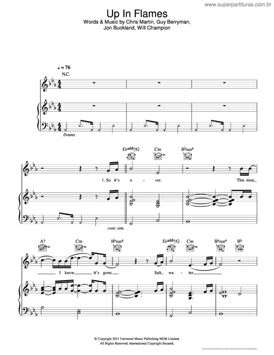 Partitura da música Up In Flames v.2