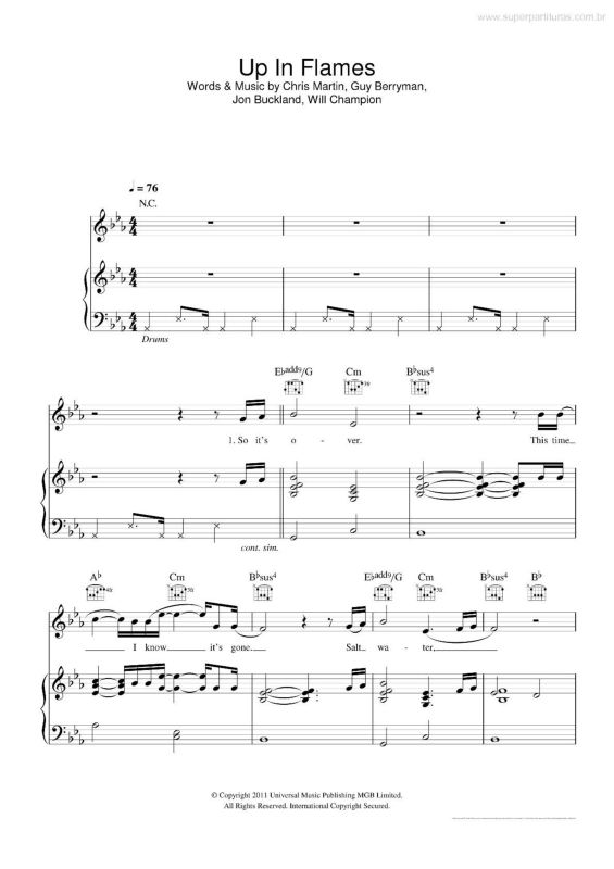 Partitura da música Up In Flames