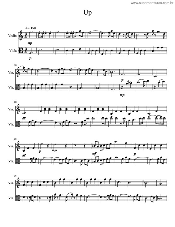 Partitura da música Up v.2