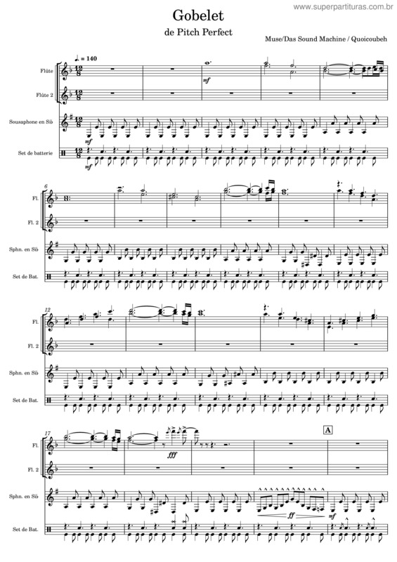 Partitura da música Uprising Tsunami – Flûtes