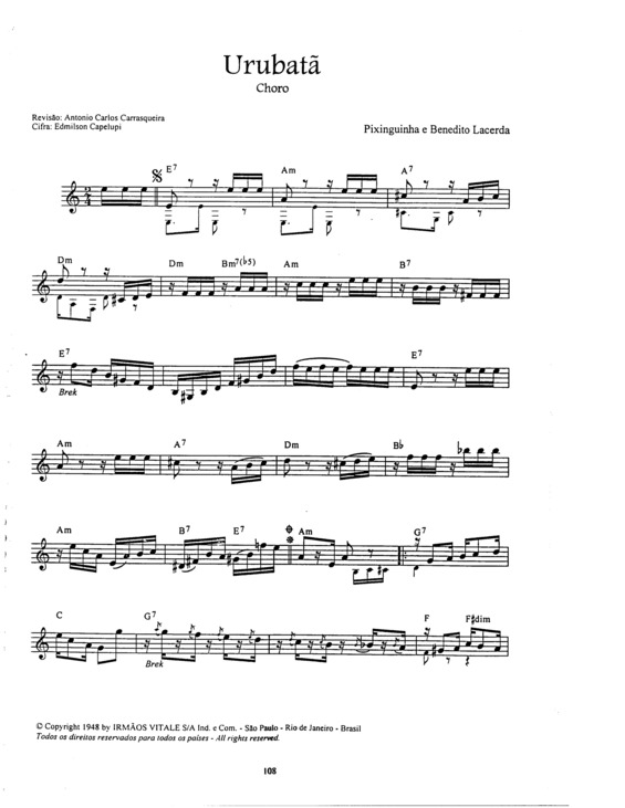 Partitura da música Urubatã v.3