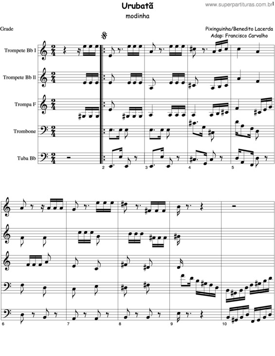 Partitura da música Urubatã