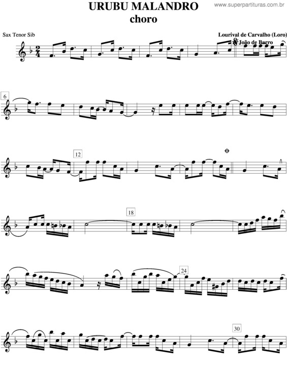 Partitura da música Urubú Malandro v.2