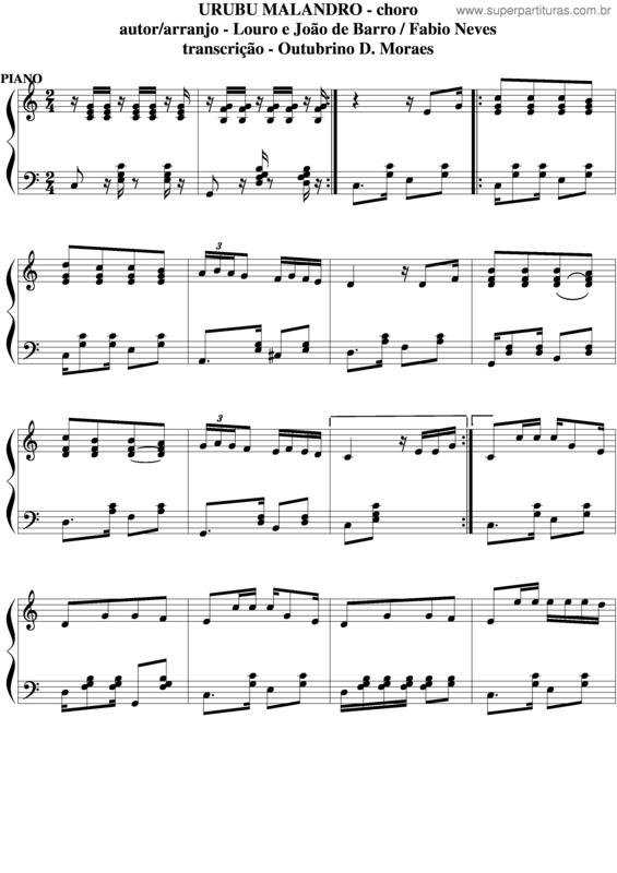 Partitura da música Urubú Malandro v.3