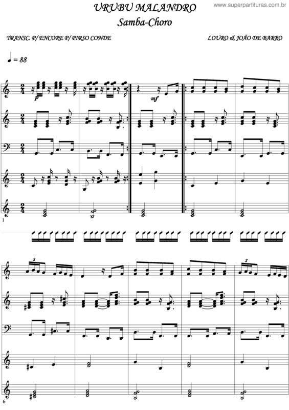 Partitura da música Urubú Malandro v.4