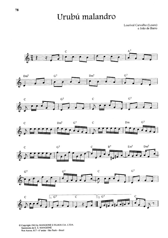 Partitura da música Urubú Malandro v.5