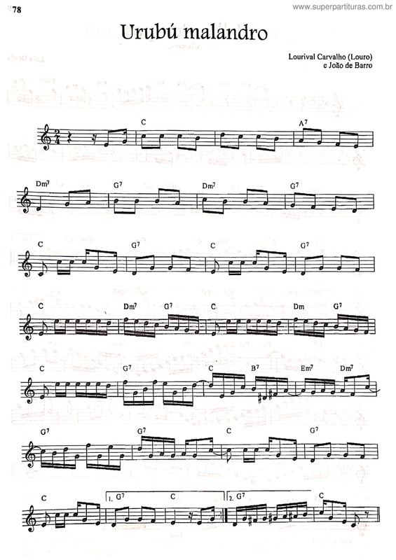 Partitura da música Urubú Malandro v.7