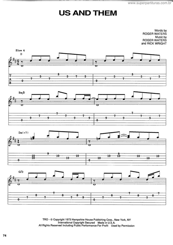 Partitura da música Us and them v.4