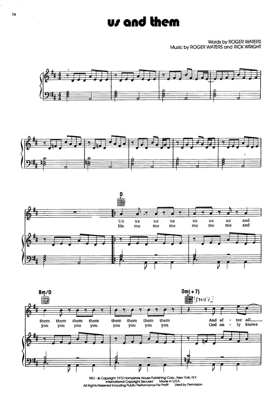 Partitura da música Us And Them v.6