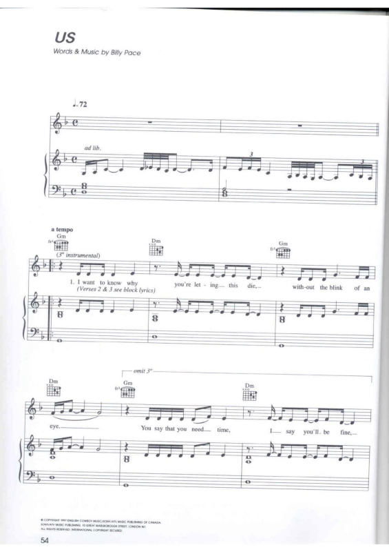 Partitura da música Us