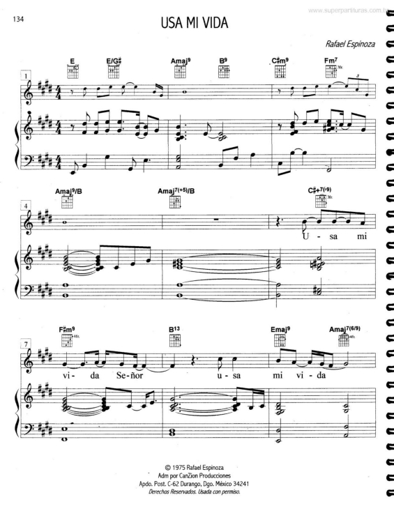 Partitura da música Usa Mi Vida