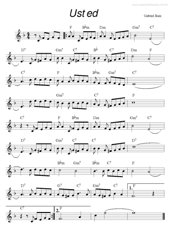 Partitura da música Usted