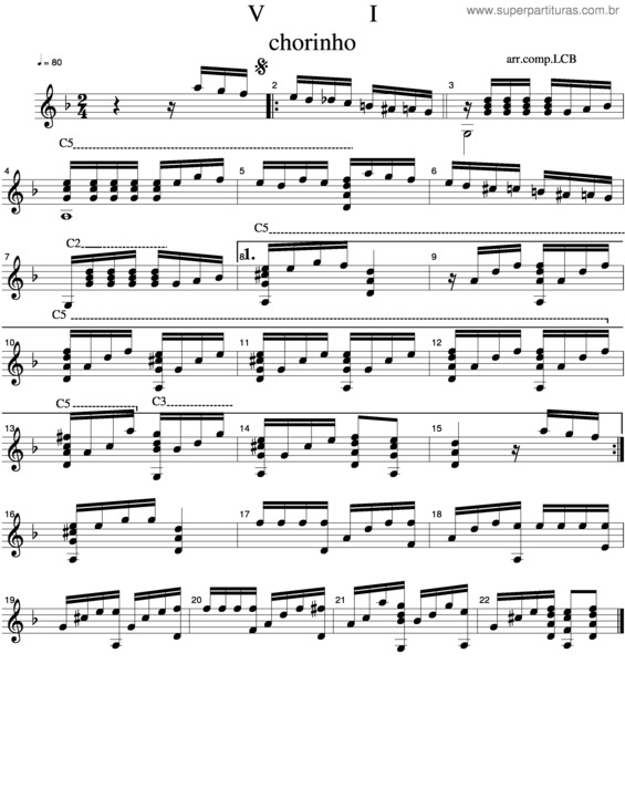 Partitura da música V I