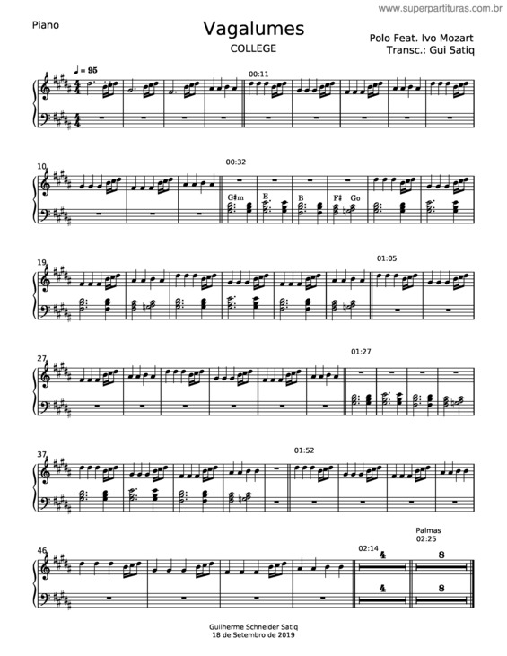 Partitura da música Vagalumes – Pollo Del Mar