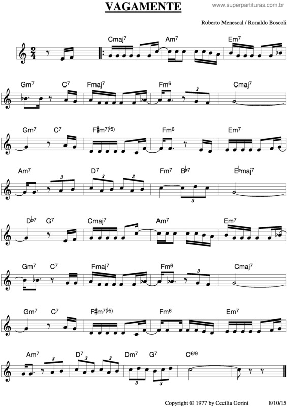 Partitura da música Vagamente