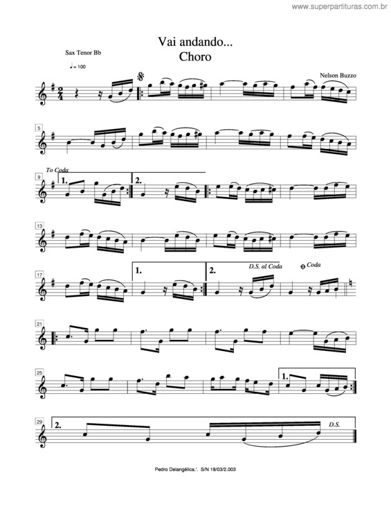 Partitura da música Vai Andando