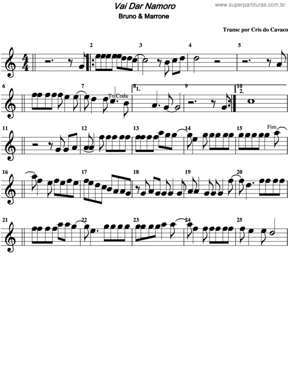 Partitura da música Vai Dar Namoro v.4