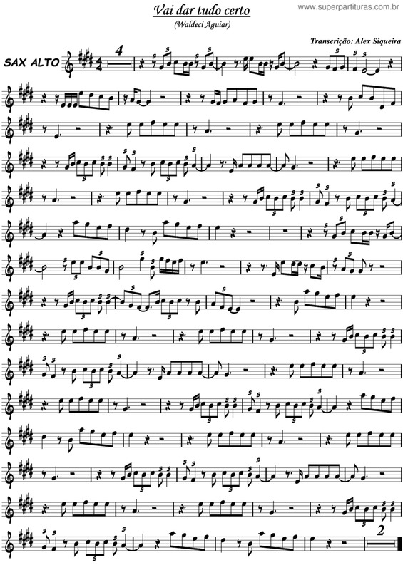 Partitura da música Vai Dar Tudo Certo