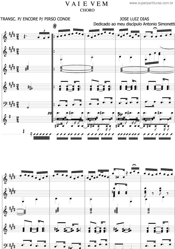 Partitura da música Vai E Vem v.2