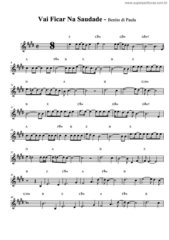 Partitura da música Vai Ficar Na Saudade v.3