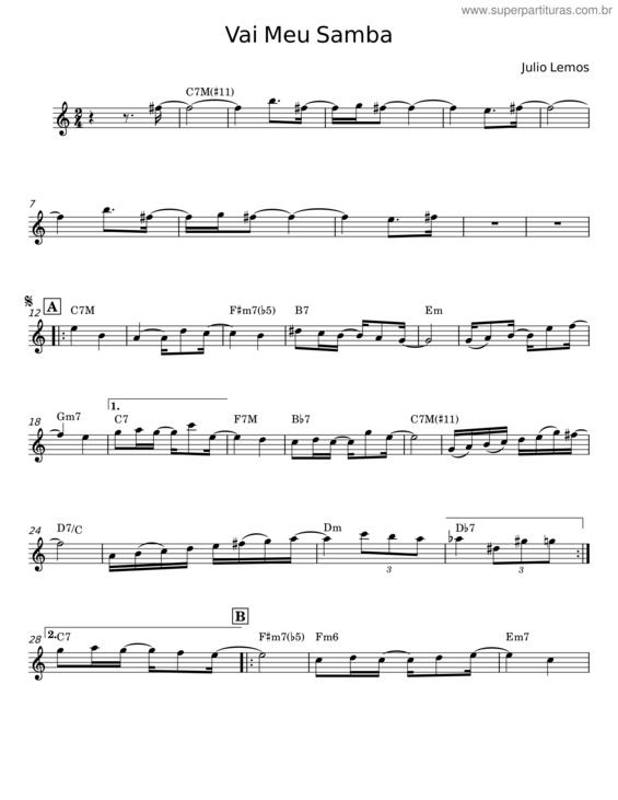 Partitura da música Vai Meu Samba – Julio Lemos