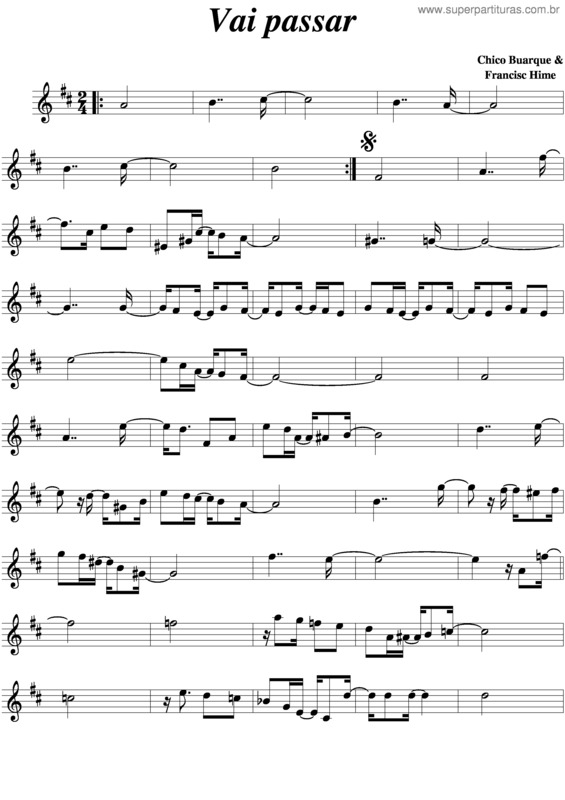 Partitura da música Vai Passar