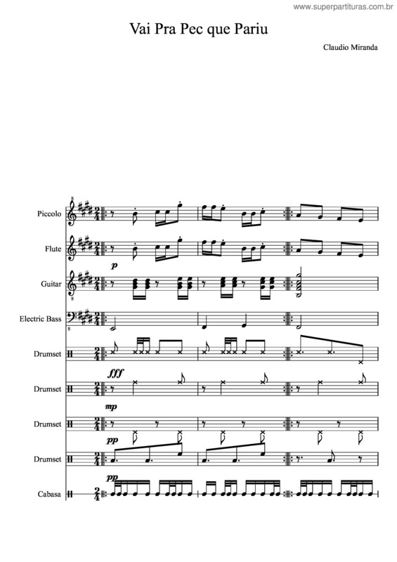 Partitura da música Vai Pra Pec Que Pariu
