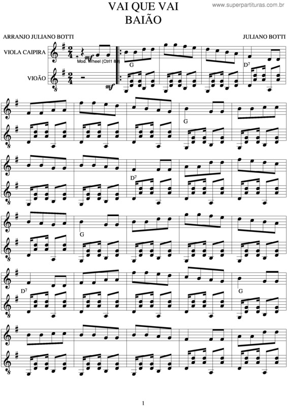 Partitura da música Vai Que Vai