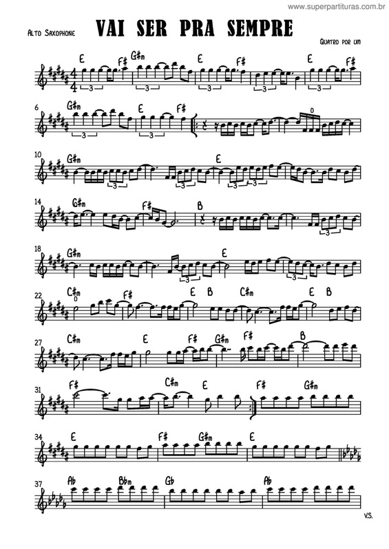 Partitura da música Vai Ser Pra Sempre