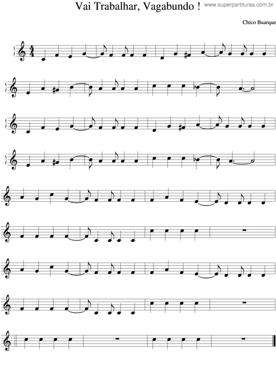 Partitura da música Vai Trabalhar Vagabundo