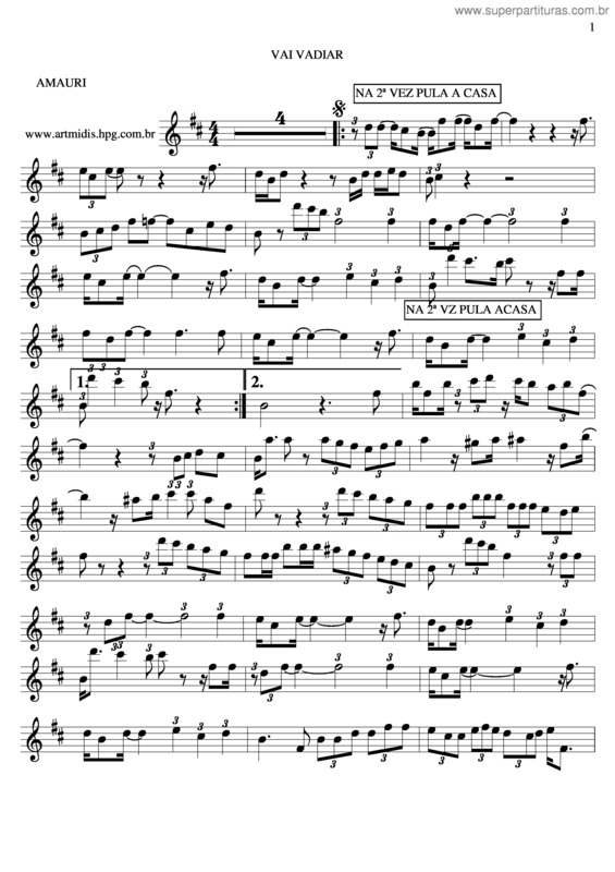 Partitura da música Vai Vadiar