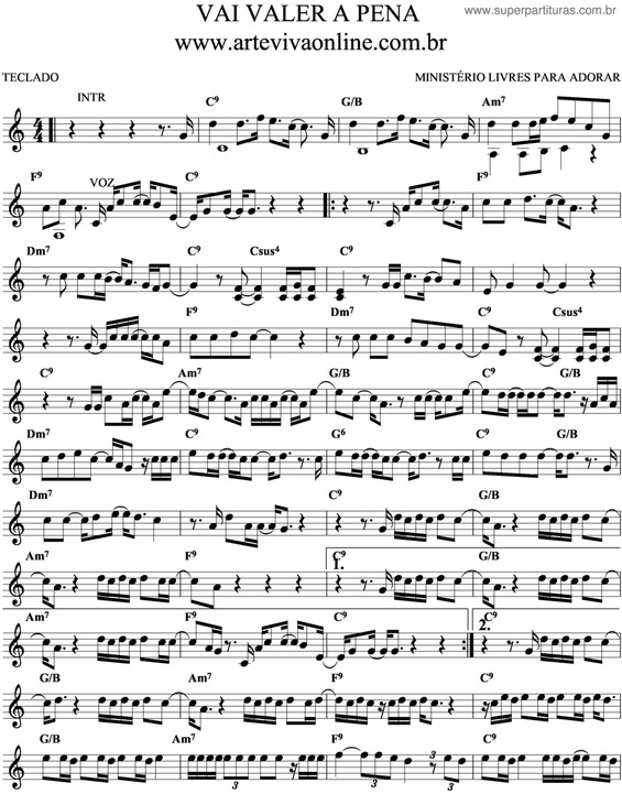 Partitura da música Vai Valer A Pena v.3