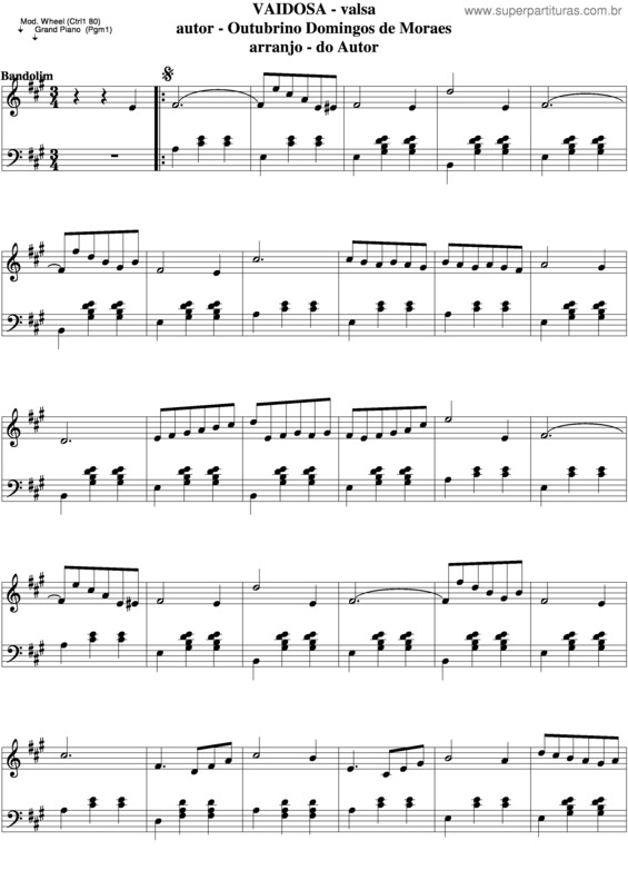 Partitura da música Vaidosa  v.3