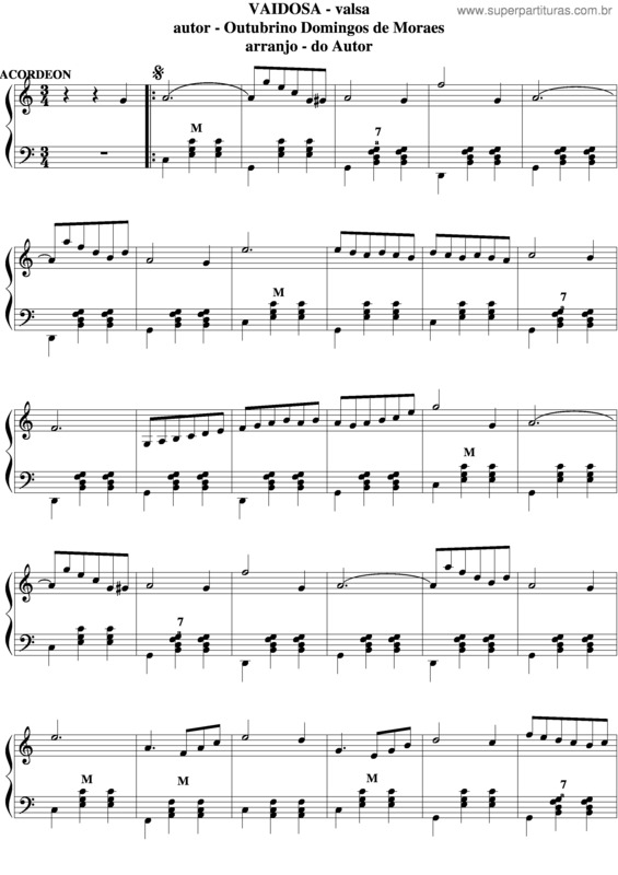 Partitura da música Vaidosa 