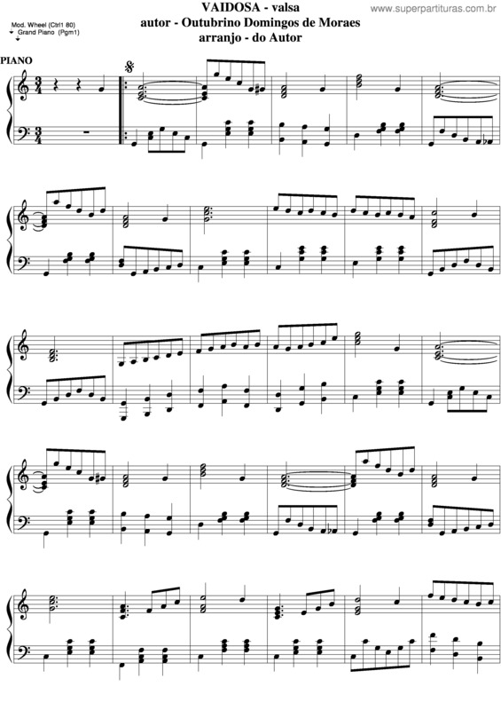 Partitura da música Vaidosa v.2