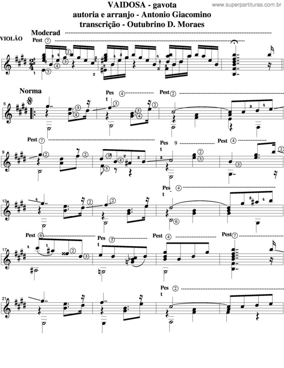 Partitura da música Vaidosa