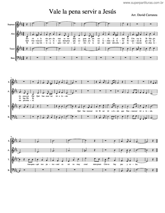 Partitura da música Vale La Pena Servir A Jesús